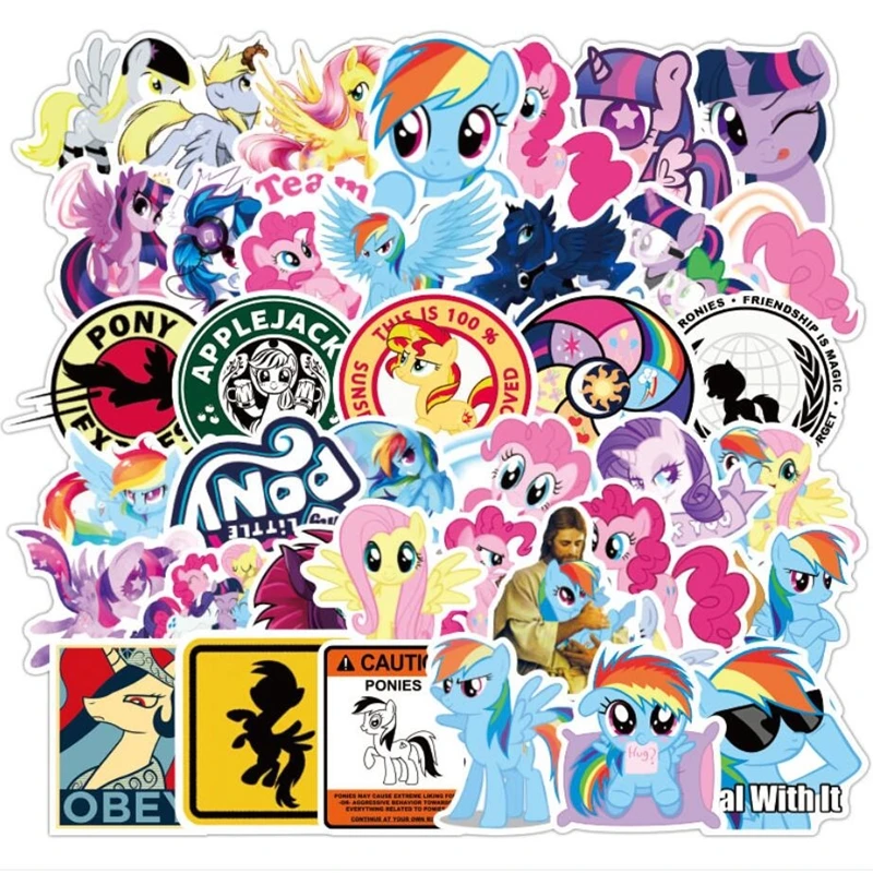 Pegatinas de My little poni para coche, pegatinas impermeables de dibujos animados, Maleta, nevera, teléfono móvil, pegatina de graffiti para ordenador, 50 y 92 Uds.