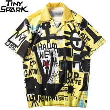 Гавайская рубашка граффити Мужская хип-хоп рубашка уличная Harajuku пляжная рубашка Летняя Повседневная рубашка Топы с коротким рукавом хипстер