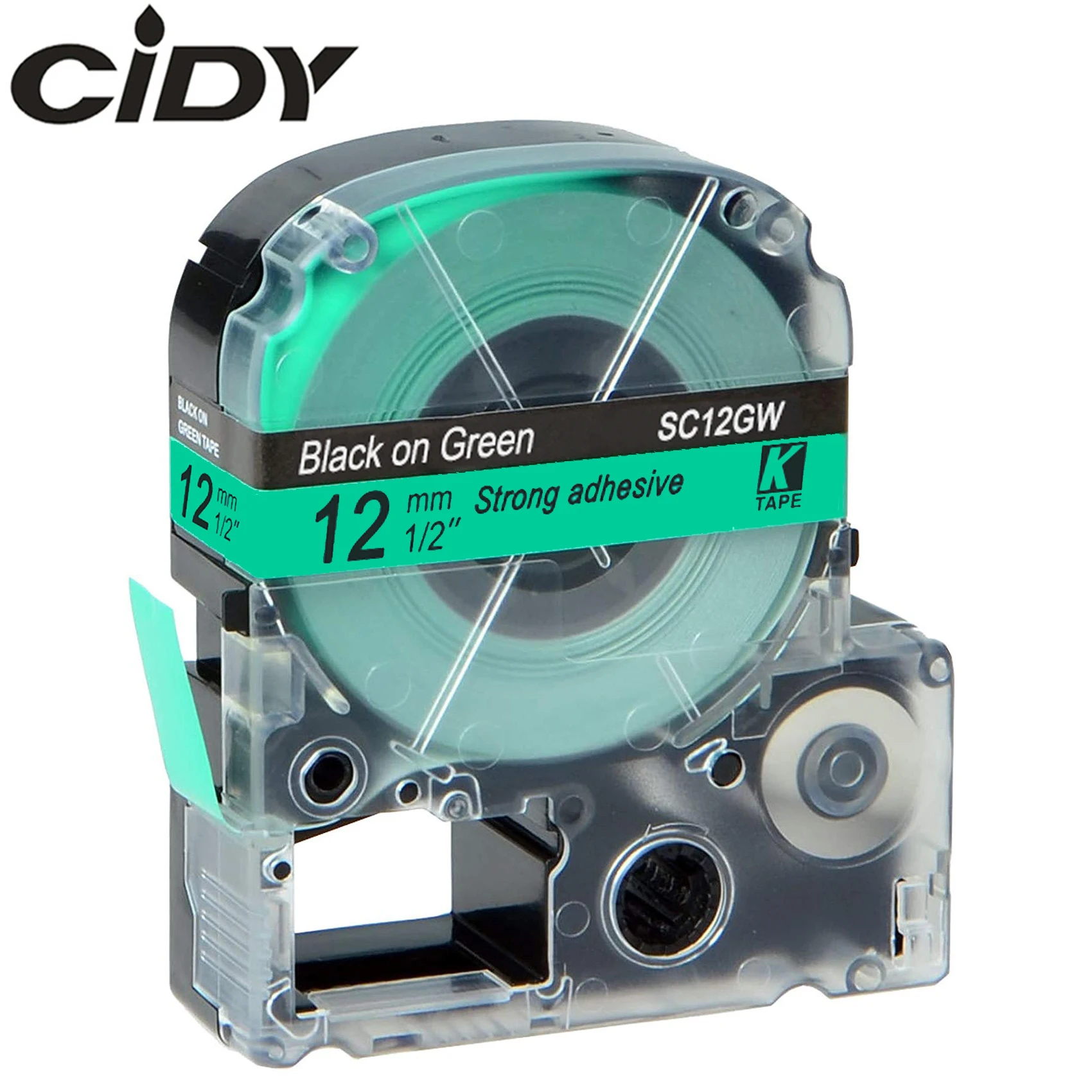 CIDY 30 шт. SC12GW/LC4GBW9 LC-4GBW совместимый для Epson/KingJim LW-300 LW-400 черный на зеленом 12 мм