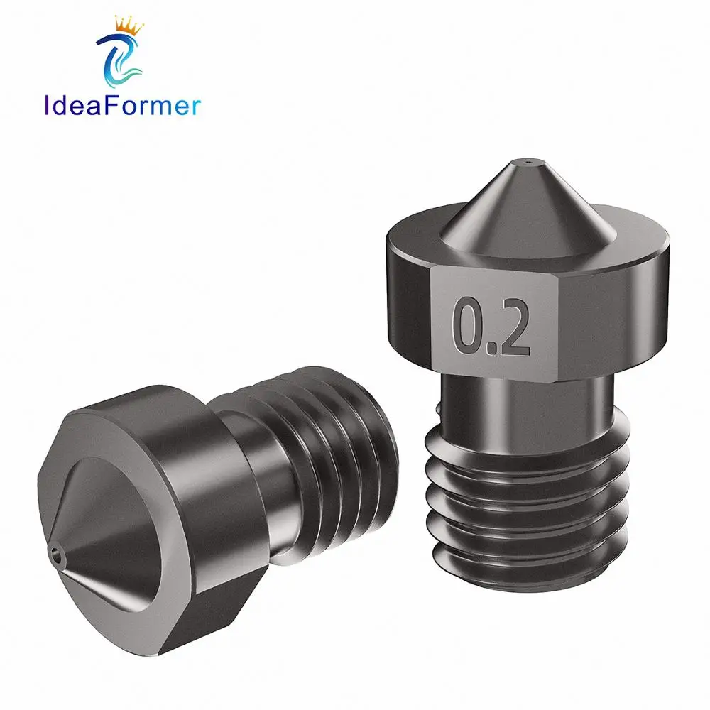V6 노즐 경화 강철 0.2/0.4/0.6/0.8/1mm 1.75mm 필라멘트 M6 3D 프린터 노즐 Ender 3 Hotend Titan Extruder Prusa i3 MK3