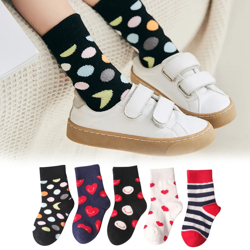 5 парт/Лот Детские осенние зимние Мультяшные носки для девочек модные цветные
