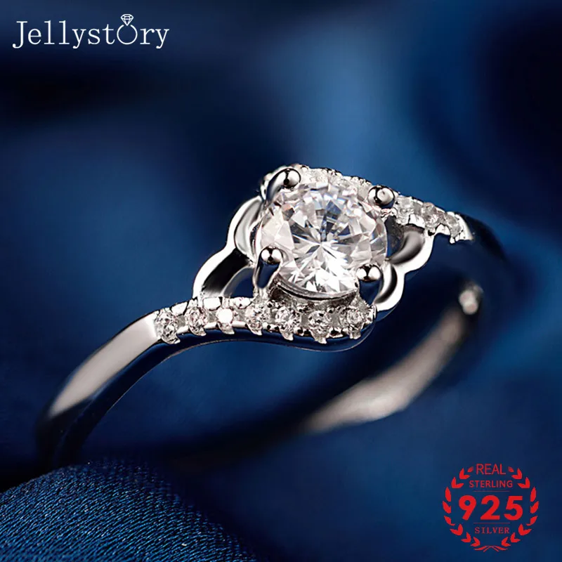 

Элегантное серебряное кольцо Jellystory 925, ювелирные изделия для женщин, круглые циркониевые открытые кольца с драгоценными камнями, модные прекрасные подарки для свадебной вечеринки