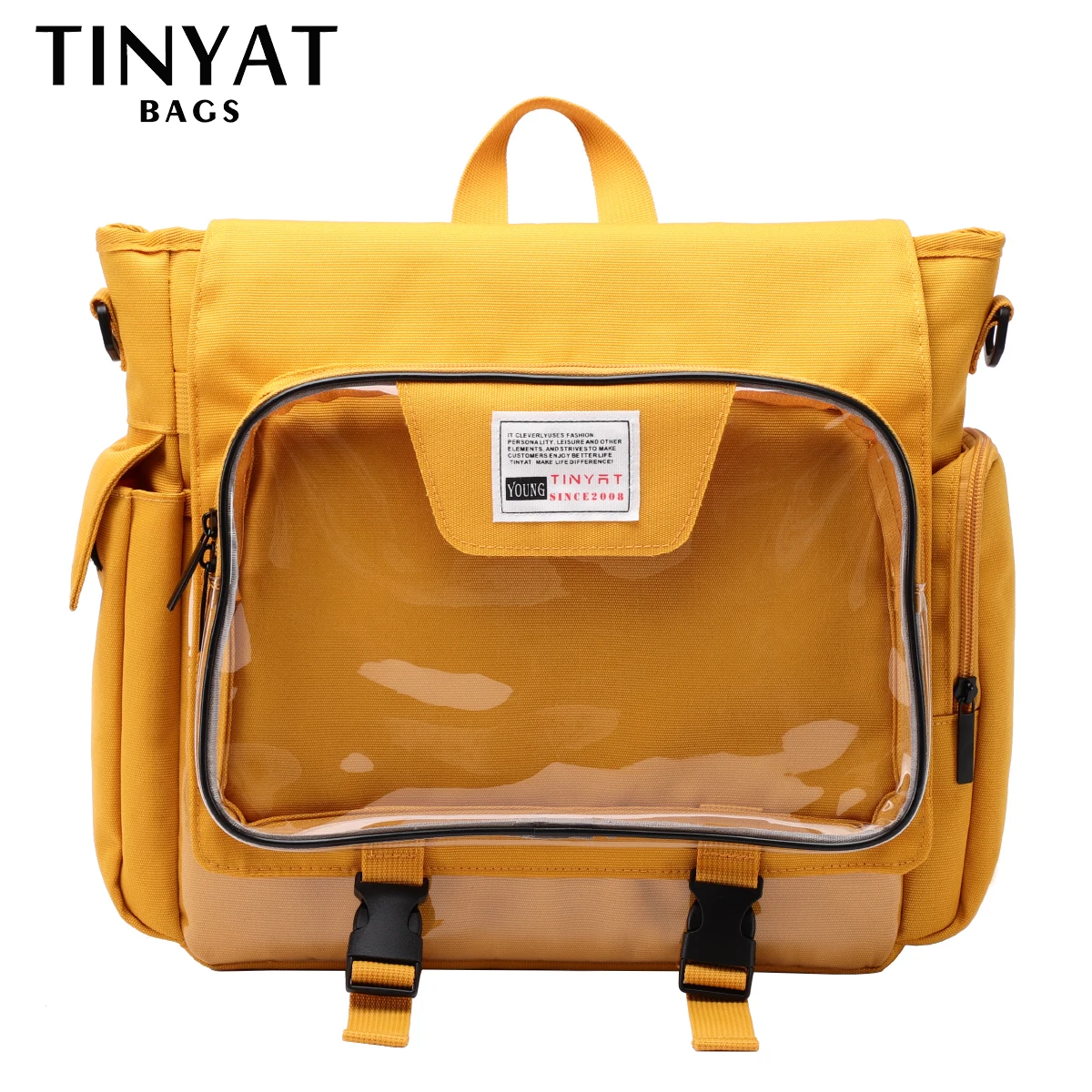 

TINYAT Korean Girl Backpack For Women Waterproof Fashion Transparent Backpack PVC School Bag Tote For Tennage Shoulder Doll Bag
