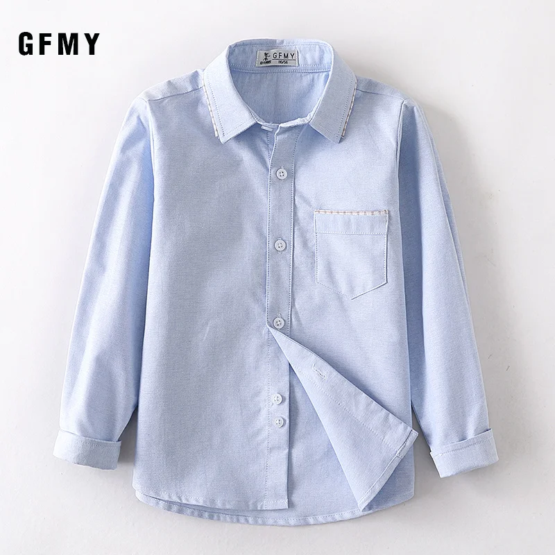 Autumn New Shirts Boys Classical 100% Cotton Long-Sleeve Shirts Kids Children 4 Year-14 Years Teen Tops