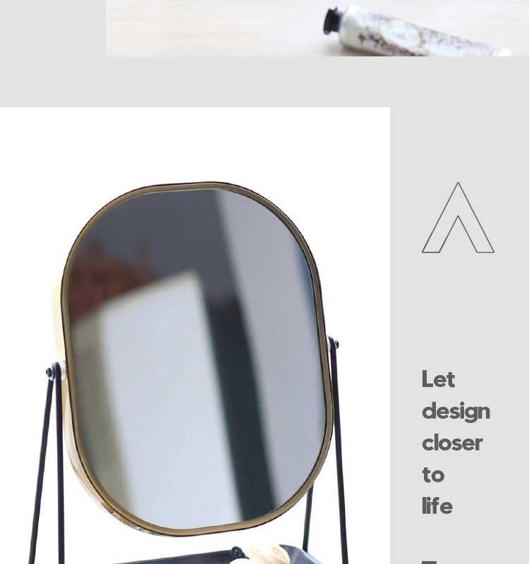 Лоток для хранения Скандинавское зеркало туалетное зеркало бронзовое золото ретро настольное зеркало для макияжа Пномпень зеркало ювелирные изделия косметика pf9035