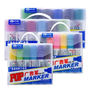 

12 color Sipa POP 6mm 12mm 20mm 30mm Marker Pens Highlighter Waterproof for Big Words Ad Artist Design Drawing Promotion