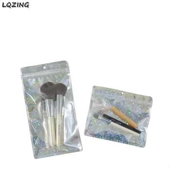 

New Star Laser Translucent Self Sealing Bag/Retail Makeup Tools Packaging Bags Eco Friendly Hologram Zipper Flat Pouches 50PCS