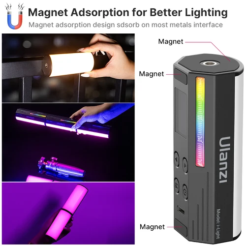 Ulanzi i-Light VL119 RGB 핸드헬드 조명 완드 LED RGB 스틱 2500-9000K 사진 조명, 비디오 브이로그용 마그네틱 튜브 조명 3