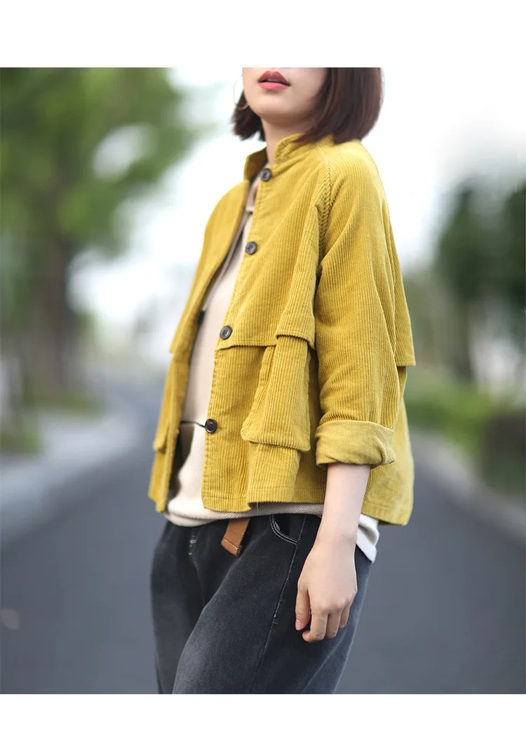 Новые вельветовые куртки Harajuku женские осенне зимние пальто милые однотонные