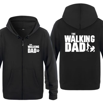 

The Walking Dad Fathers Day Gift Funny Creative Hoodies Men Fashion Winter Men's Fleece Zipper Cardigans Hooded Sweatshirts