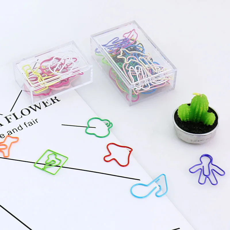 

1set Cute Paper Clip Cartoon Style Colour Paperclip Office Stationery Bookmark Photo Memo Metal Binder Decorative Mixed Match