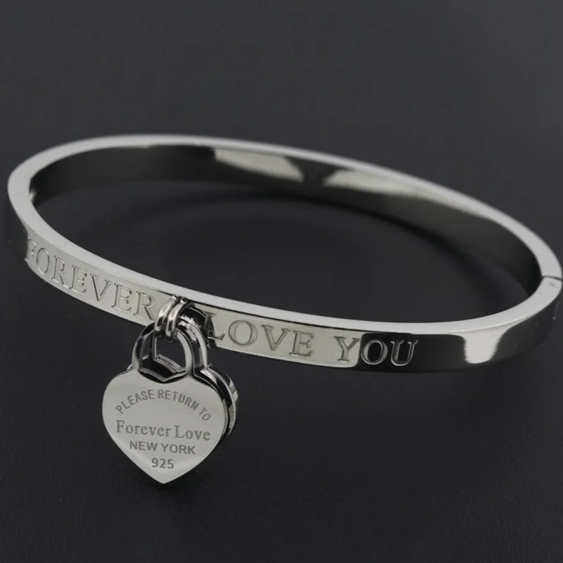 Bangles Bracelets Jewelry-Fine Classic Stainless-Steel Gold-Colour Wholesale Hot Heart