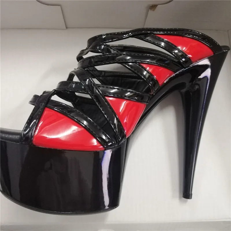 15cm Brand New Women 6 Inch High Heel Summer Platform Slipper Black Women's slippers Sexy Dance Shoes