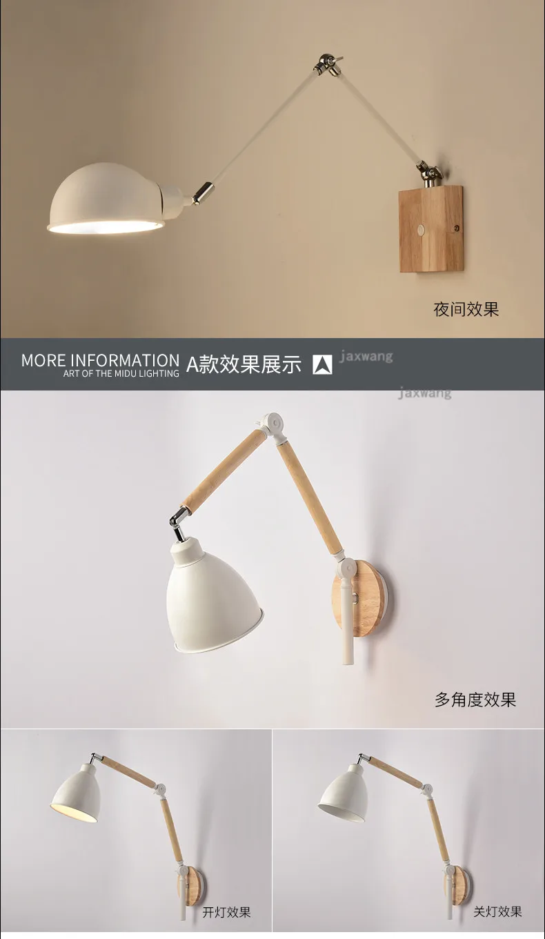 Modern LED Creative Wall Lamp Adjust Long Arm Wall Light Sconces Nordic Iron Wall Lamps Beside Bedroom Light Fixtures