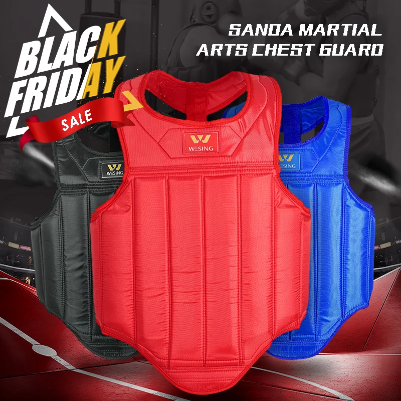 Günstig Wesing Sanda Kampfkunst Brust Schutz Boxen Brust Wachen MMA Muay Thai Brust Protektoren Plus Größe 2XL