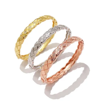 

2019 new perfect brand sunshine bracelet with C & C silver gold rose smooth surface and micro-arc insert drill bracelet bangle