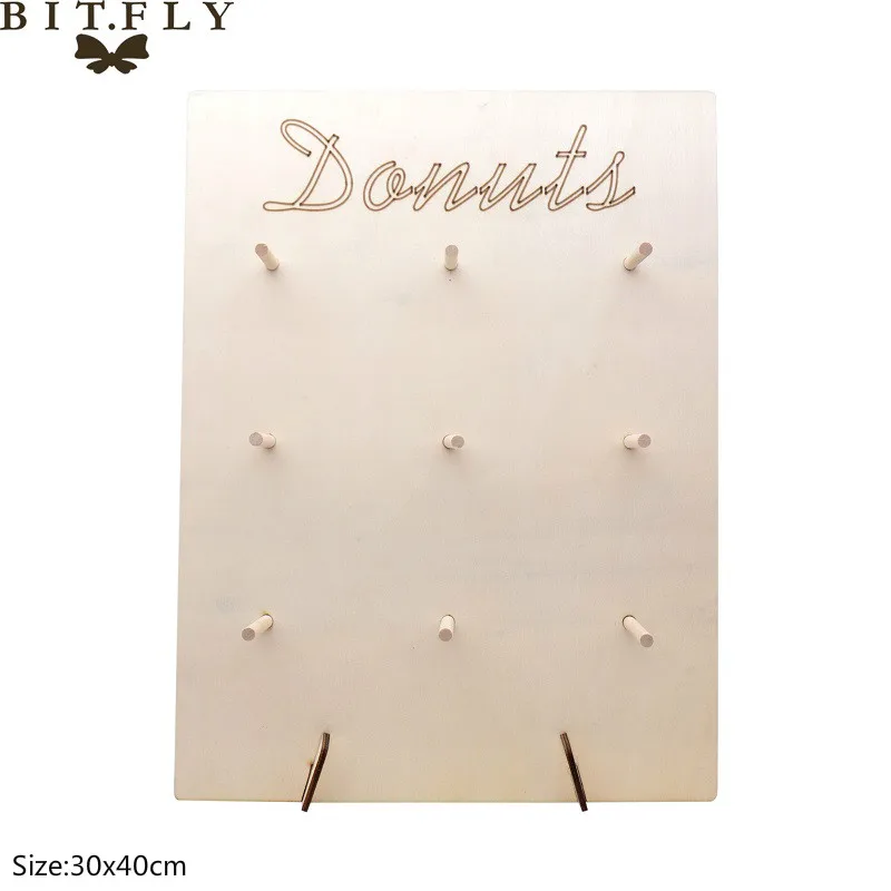 1set Donut Holder Деревянная подставка для пончиков, подставка, держатель, украшение, Пончик, дисплей, стойка для десерта, набор для детского душа, для дня рождения, свадьбы, события, вечерние принадлежности - Цвет: 1set Donut Holder