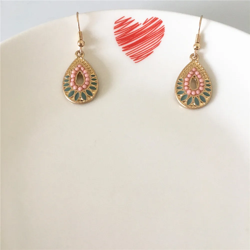 

BOHEMIAN GOLD OR RHODIUM COLOR PLATING WATER DROP EARRINGS FOR WOMEN