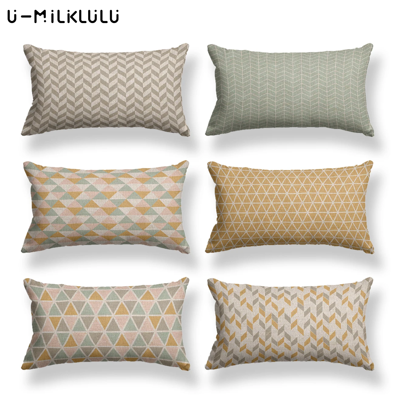 Geometric Pillow Cover 30x50 30x50 Cushions Cover Green Linen