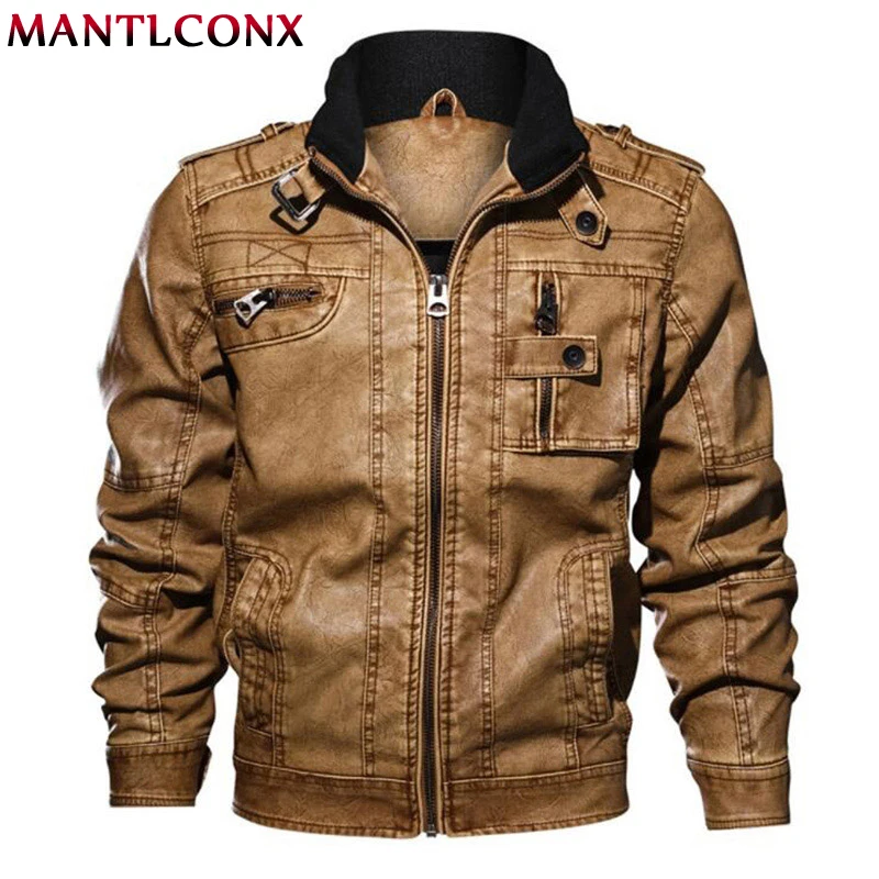 MANTLCONX Байкерская мужская кожаная куртка, новинка, брендовая мотоциклетная куртка из искусственной кожи, мужские осенне-зимние пальто размера плюс 5XL 6XL