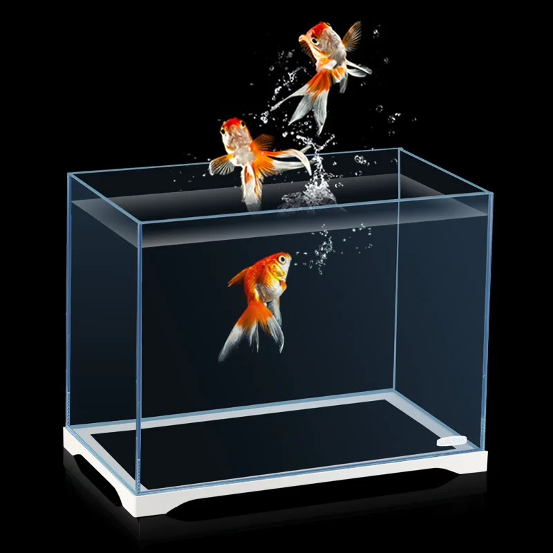 Садок для рыбы аквариума ультра-прозрачная Стекло аквариума небольшой аквариум ножки для офисного стола