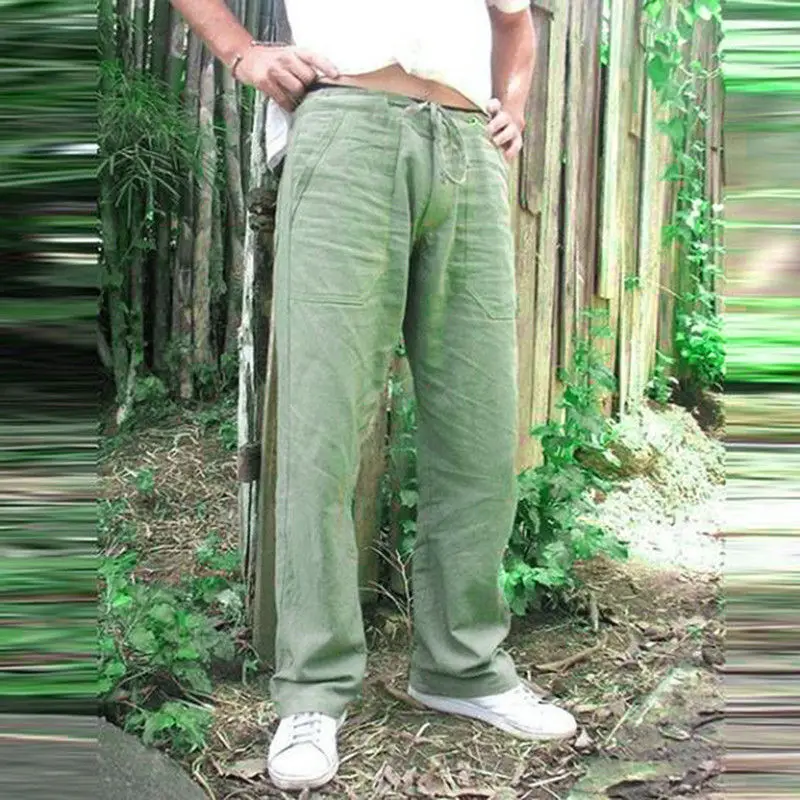 Брендовые мужские штаны, модные хлопковые свободные брюки, повседневные стильные прямые длинные брюки, мужские брюки 2XL - Цвет: green