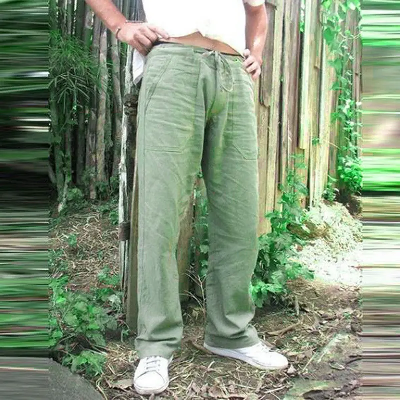green Брендовые мужские штаны, модные хлопковые свободные брюки, повседневные стильные прямые длинные брюки, мужские брюки 2XL - Цвет: green