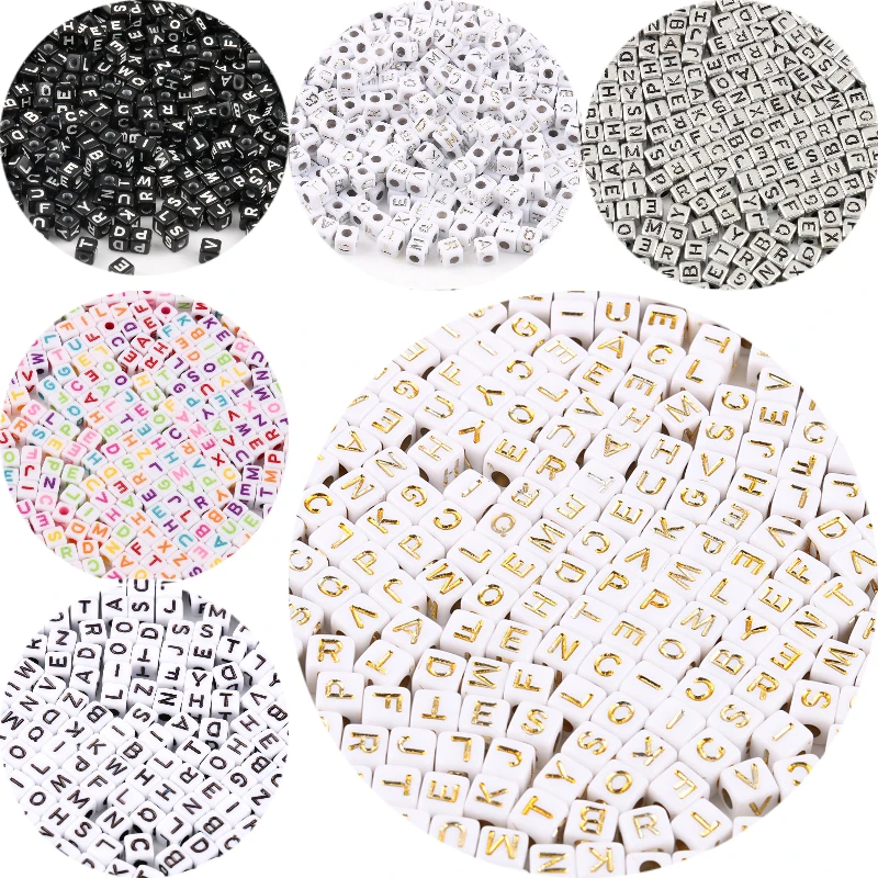 

200/400/600pcs Mix Letter Beads Square Alphabet Beads Acrylic Beads DIY Jewelry Making For Bracelet Necklace Accessories 5mm