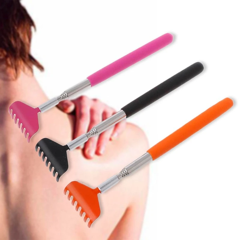 

Telescopic Stainless Steel Back Scratcher Self-Massage Itch Helping Tool Soft Grip NEW