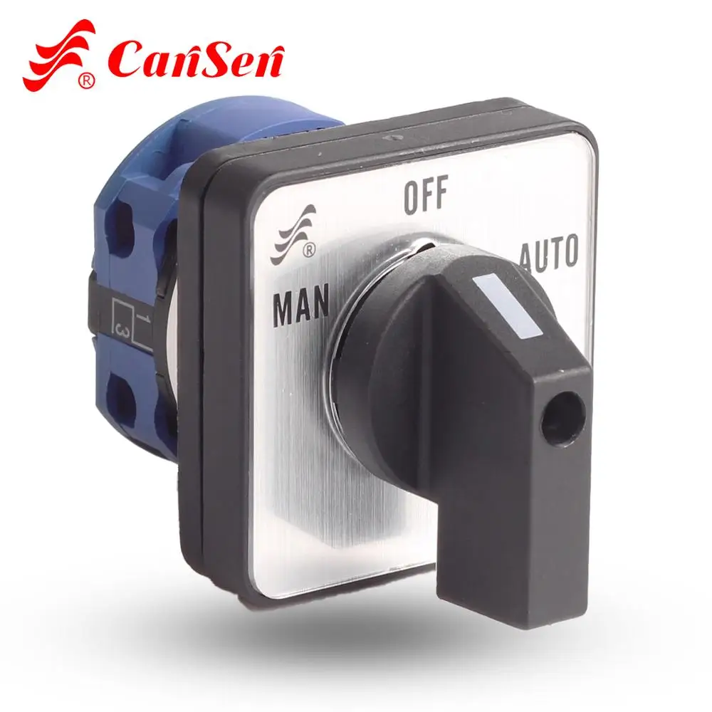 Поворотный выключатель CANSEN CA10 1 P Ith 20 А 3 позиции 0 2 полюс 4 клеммы Man Off Auto|switch 3|switch