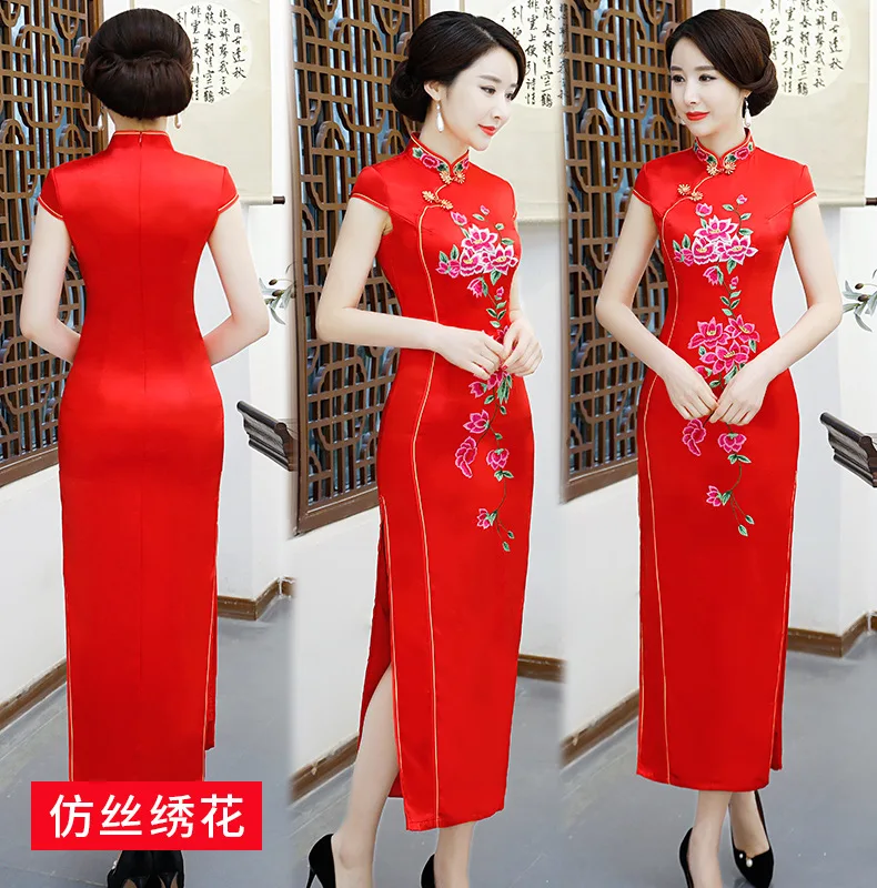 Китайская традиционная Печать Длинные cheongsam тонкий улучшить показать cheongsam ретро Улучшенная ежедневно производительность cheongsam больших размеров для всей