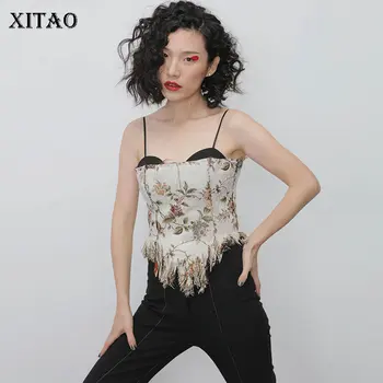 

XITAO Vintage Tassel Strapless Tanks Fashion New Women 2020 Spring Off Shoulder Small Fresh Casual Backless Minority Top GCC3152