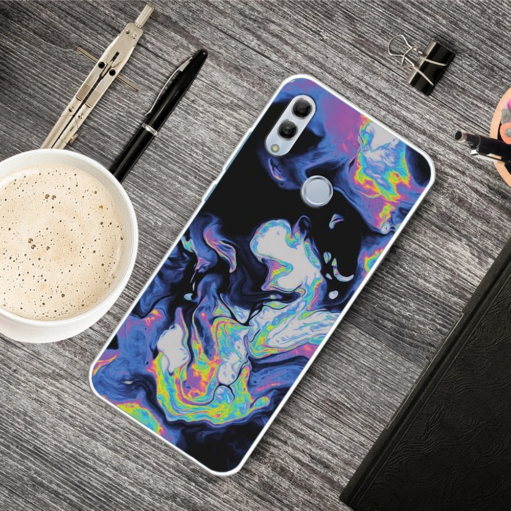 Мраморный чехол для huawei P Smart 2019 Модный тисненый лак Мягкий ТПУ Hono 10 Lite 20 Pro Чехол