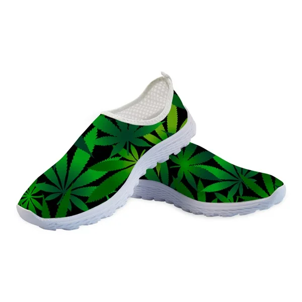 INSTANTARTS/женские летние кроссовки без шнуровки с зелеными листьями/кленовыми листьями; дышащие спортивные кроссовки - Цвет: HMF1583AA
