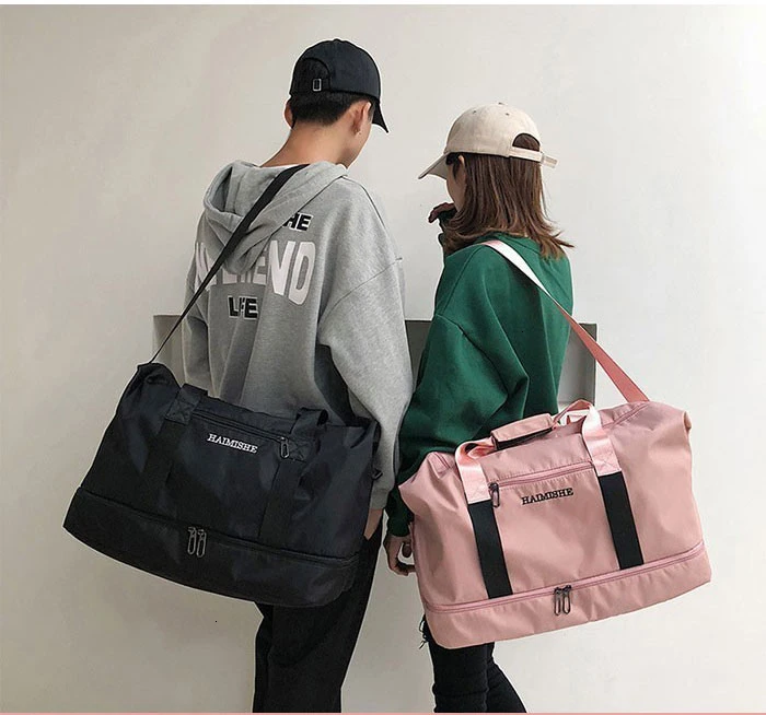Glossy Gym Bag Dry Wet Travel Fitness Bag For Men Tas Handbags Women Nylon Luggage Bag With Shoes Pocket Traveling Sac De Sport