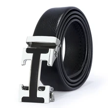 2021 Models Brand-Name Leather Automatic Buckle Black Belt Pure Men's Business Pants Belt H-Shaped Buckle Belt