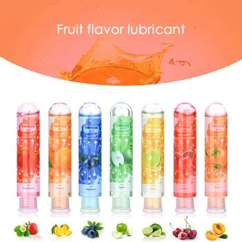 Aceite lubricante sexual con sabor a fruta para masaje corporal, lubricante a base de agua Anal, aceite sexual para mujeres, siete sabores, 80ml