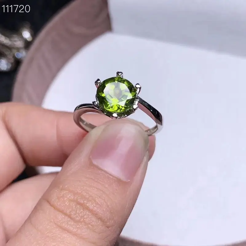 Изысканное зеленое Перидот кольцо женское серебряное кольцо натуральный драгоценный камень хорошая огранка Серебро 925 пробы подарок на день рождения Овальный подарок на год