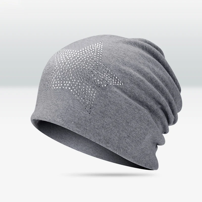 Шерстяная Мужская/женская теплая шерстяная шапка хлопковые шапочки Skullies ветрозащитная вязаная шапочка в стиле хип-хоп шапка, сезон осень-зима унисекс Алмазная кепка со звездами - Цвет: Color  3