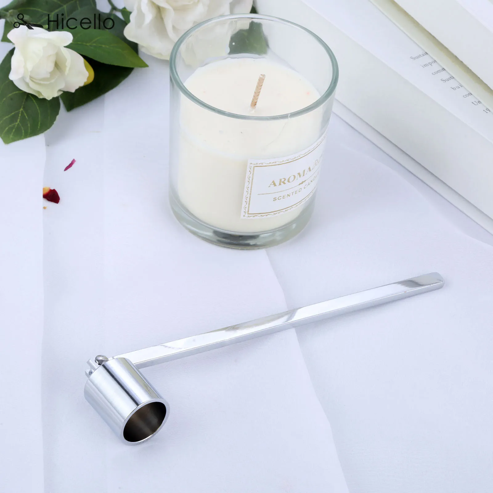 Stainless Steel Candle Snuffer Flame wick tool oil lamp dipper Extinguish Trimmer cutter 19cm put off Rose Gold Black Silve - Цвет: Silver