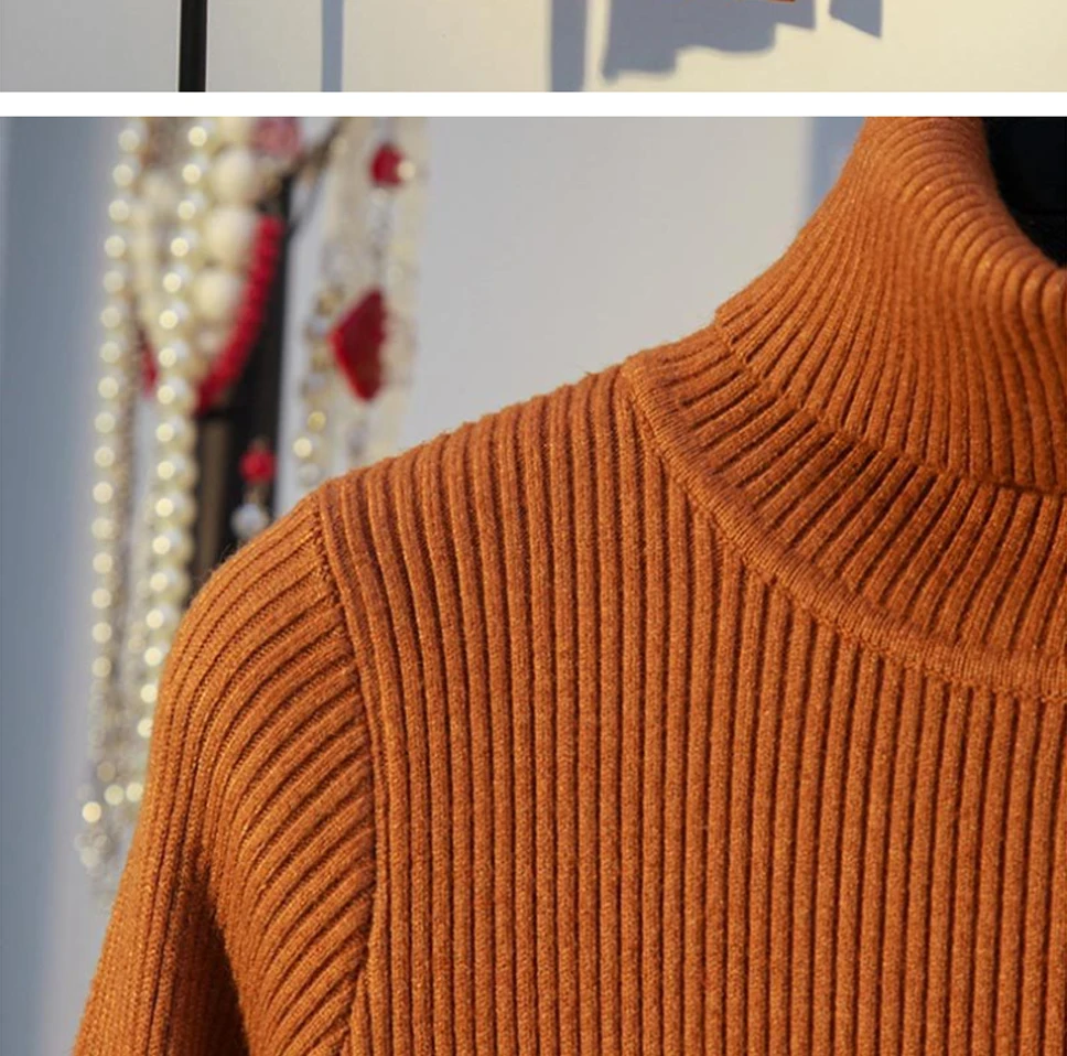 DeRuiLaDy осенний Женский вязаный свитер с высоким воротом Повседневный мягкий свитер модный женский тонкий пуловер из эластичной ткани с длинным рукавом