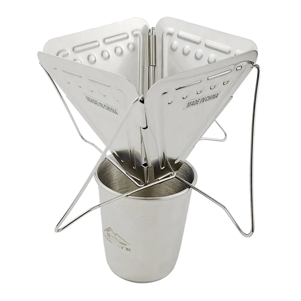 Strong Outdoor Hiking Coffee Drip Stand Coffee Filter Rack Traveling BBQ Picnic Stainless Steel Silver Camping Coffee Rack