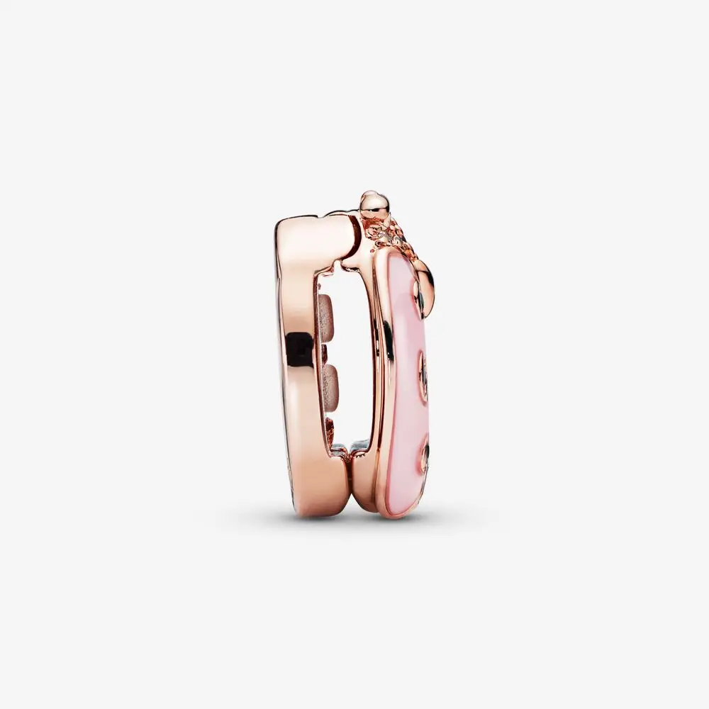 Модный серебряные бусины 925 пробы розовый браслет с зажимом в виде божьей коровки, браслет Pandora, ювелирные изделия для женщин своими руками