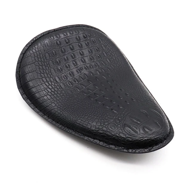 Motorcycle Retro Black Crocodile Leather Style Solo Seat For