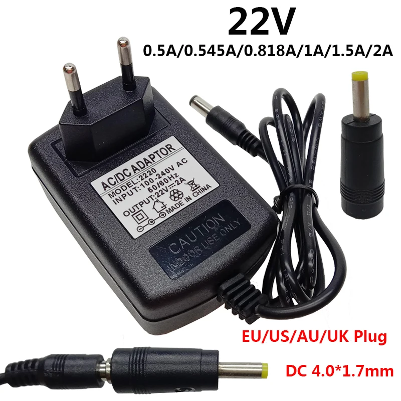 

22V AC DC 4.0x1.7mm Universal Power Adapter Supply 0.5A 500mA 0.545A 545mA 0.818A 818mA 1A 1.5A 2A 22 Volt Adaptor Adaptador