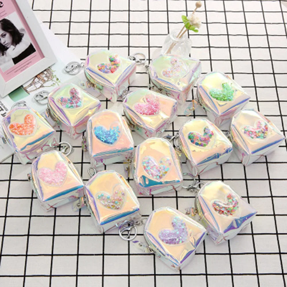 

1 pcs Fashion Cute Coin Bag With Key Ring Women PVC Coin Purse Zipper Mini Wallets Change Money Pouch Bags For Kids Girl New Arr