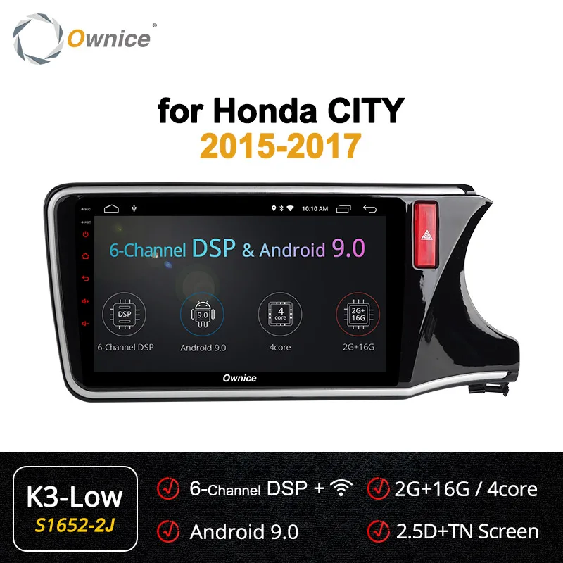 Ownice k3 k5 k6 автомобильное радио для Honda City- Android 9,0 10,1 ''Octa 8 ядро gps Навигация DVD плеер DSP 360 панорама оптического волокна - Цвет: S1652-2 K3 LOW