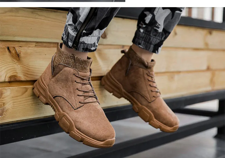 Мужская обувь высокого качества; дышащая обувь; zapatos hombre; цвет коричневый; ; мужские ботинки больших размеров; Водонепроницаемая осенне-зимняя Уличная обувь