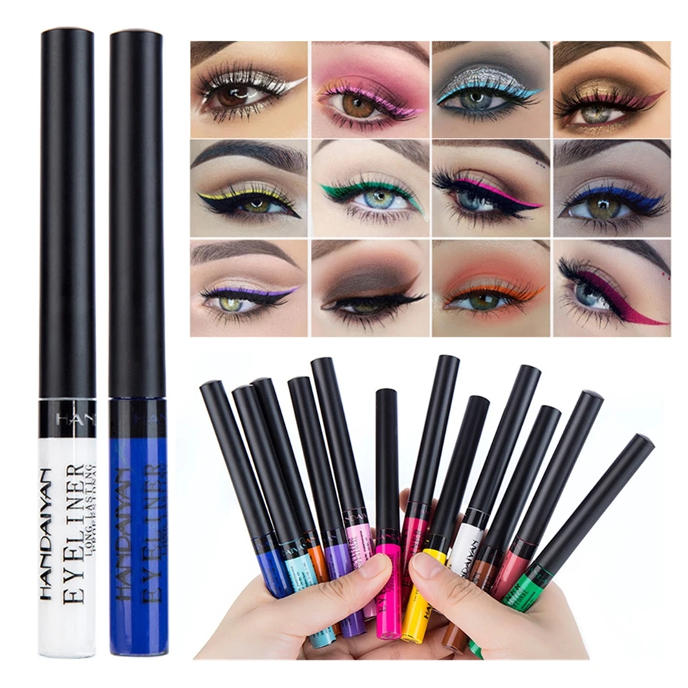 

12 Color Liquid Eyeliner Waterproof Make Up Matte Eye Liner Long Lasting Easy To Wear Blue Red Green White Blue Brown Eyeliner