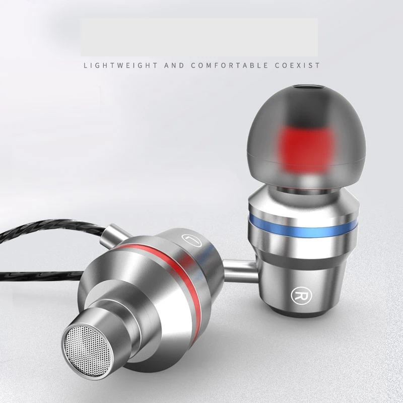 

Earphones metal subwoofer headset in-ear wired earphones 3.5mm with mic For smart mobile phone iPhone 11 Xiaomi huawei
